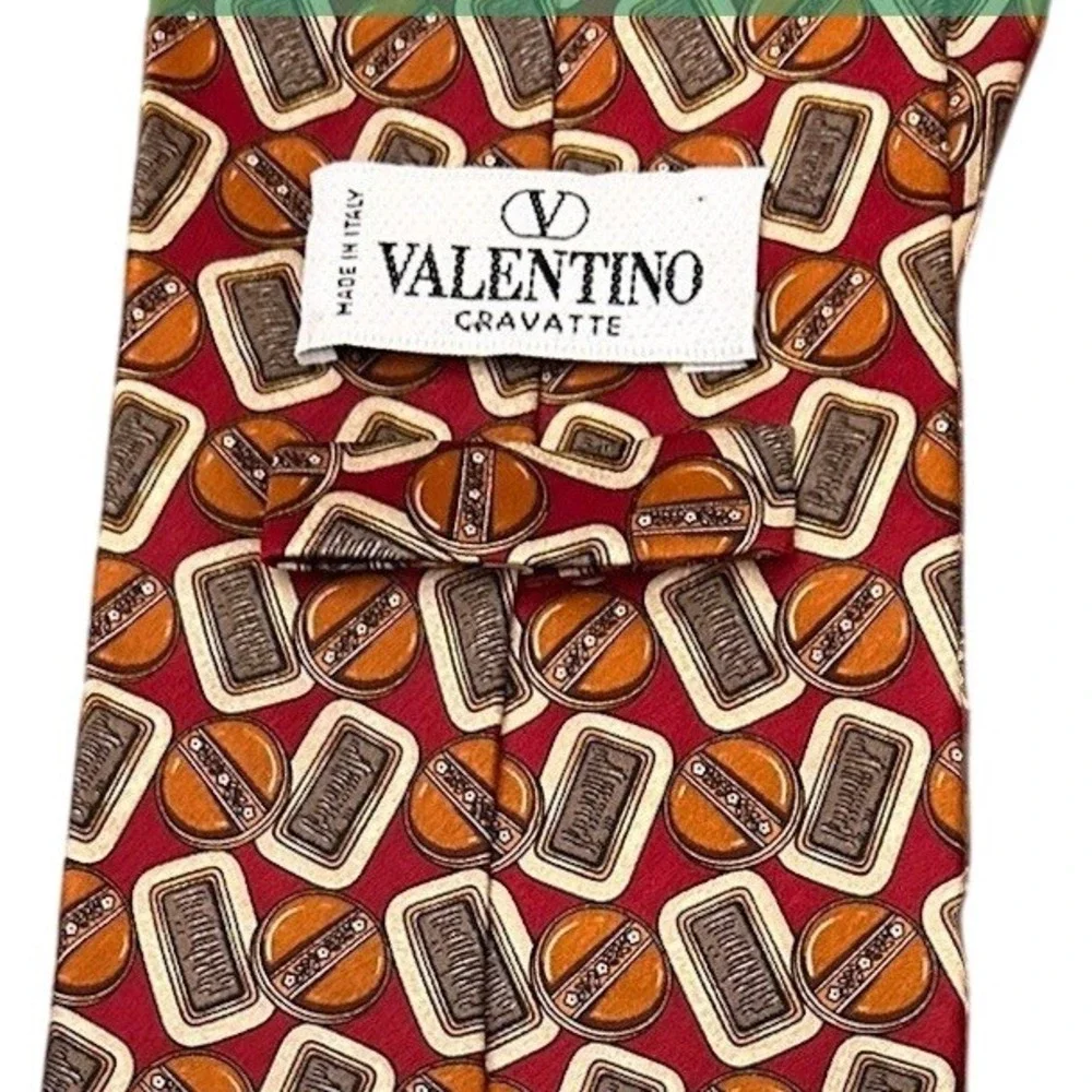 Valentino‎ Cravatte Silk Necktie Geometric Pattern Made in Italy